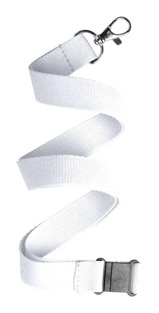 Lanyard din poliester cu carabină metalică și cataramă de siguranță